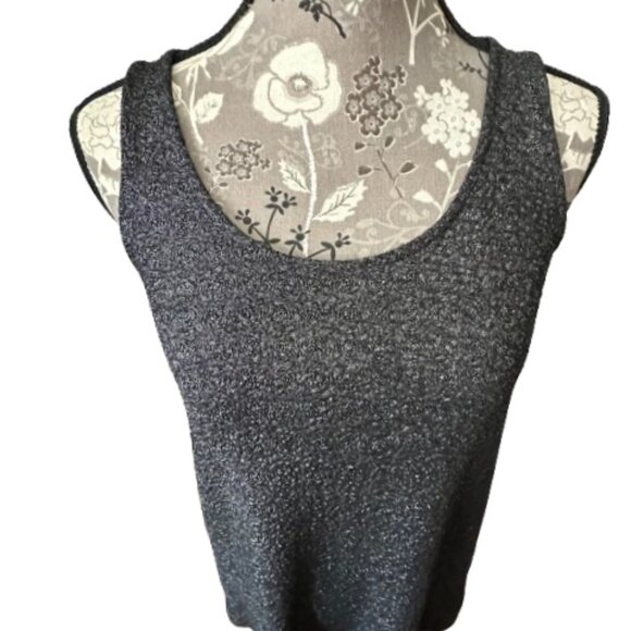 Cupio Women's Small Silver & Black Sleeveless Pull Over Holiday Casual Tank Top - Picture 2 of 12